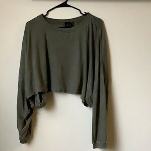 Urban Outfitters Olive Green Cropped Long Sleeve Top